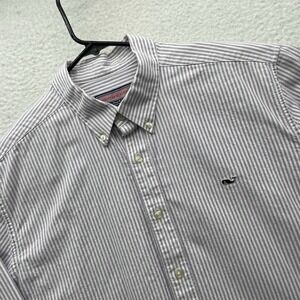 Vineyard Vines Collegiate Shirt Mens XL Purple White Striped Button Up Preppy
